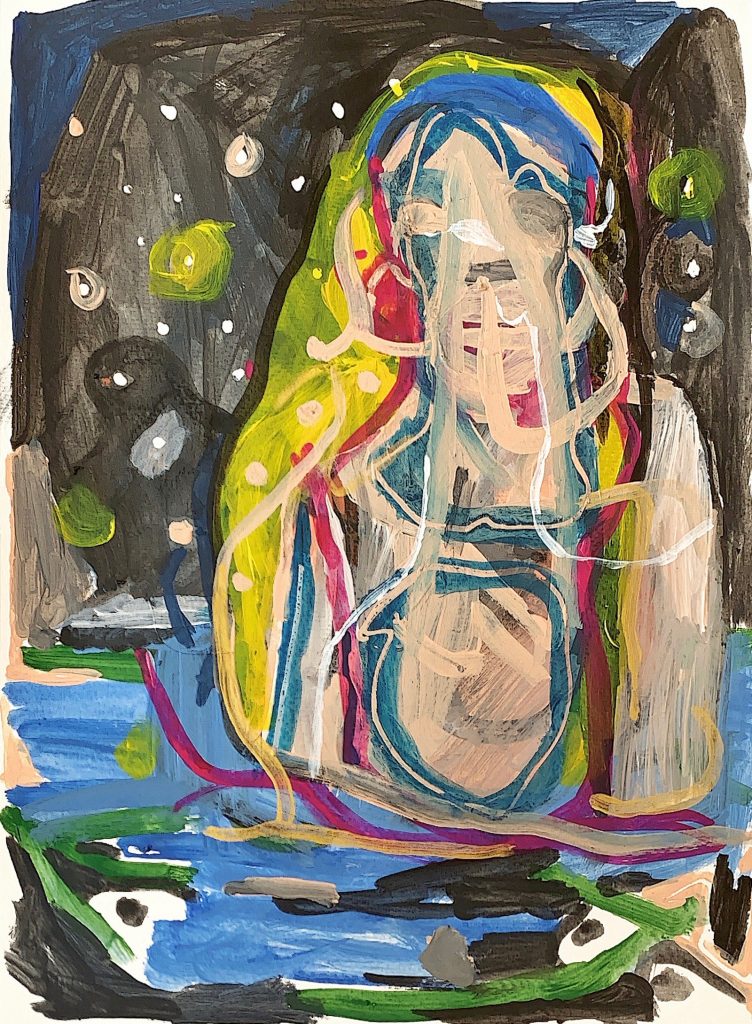 Woman in the Water (#3), 2021, 24cm x 32cm, Acrylic on paper